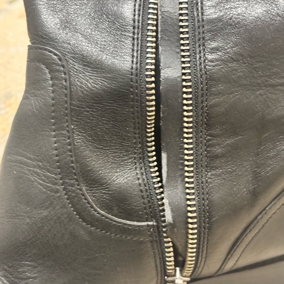 Coach Merriam Tall Black Leather Riding Boots Size 11B Knee High Zip Logo - Picture 12 of 13